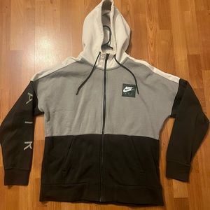 Nike men’s athletic zip hoodie Large in grey tones and white